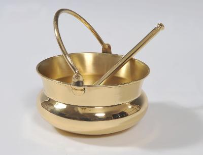 Brass Holy Water Bowl & Shaker